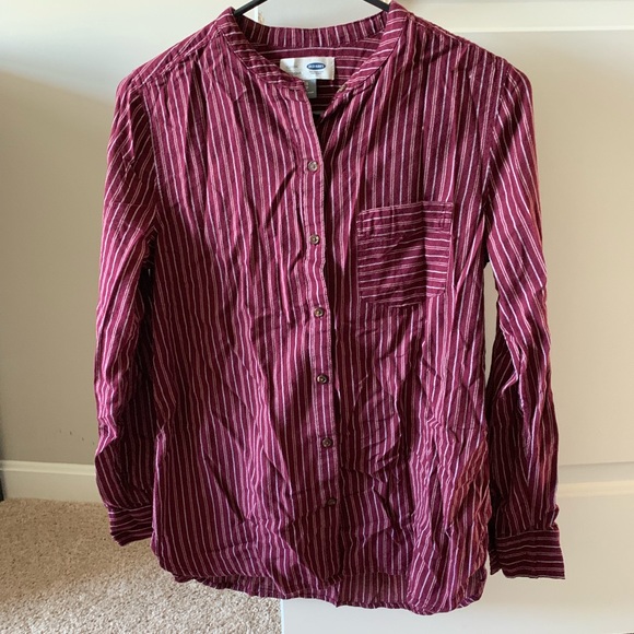 Old Navy Pinstripe Flannel Button Down - Picture 2 of 6
